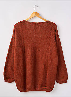 Pull col v manches longues orange ADN COLLECTION femme