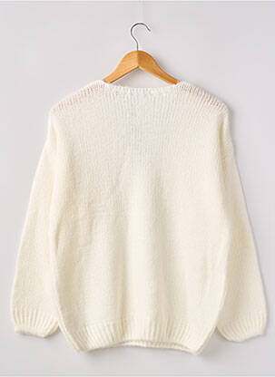 Pull col v manches longues blanc ADN COLLECTION femme