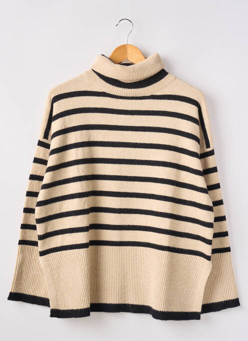 Pull col roulé beige EMA BLUE'S pour femme