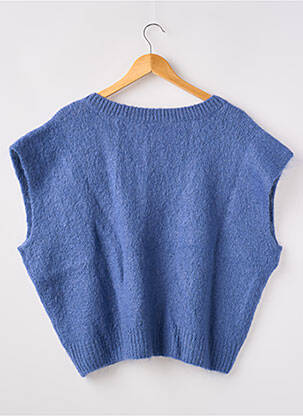 Pull col v sans manche bleu NAIS femme