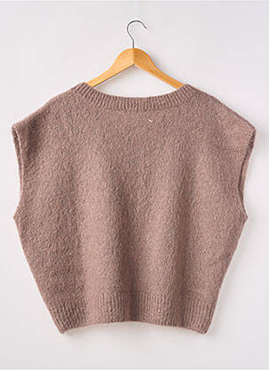 Pull col v sans manche marron NAIS femme