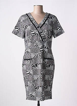Robe mi-longue manches courtes manches courtes gris S.QUISE femme