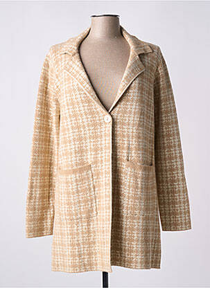 Manteau long coupe cintrée sans capuche beige TRIPODE femme