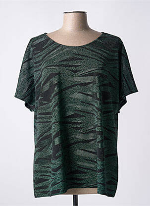 Top stretch manches courtes vert HALOGENE femme
