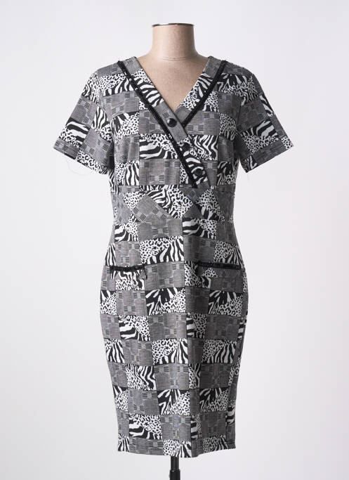 Robe mi-longue manches courtes manches courtes gris S.QUISE femme