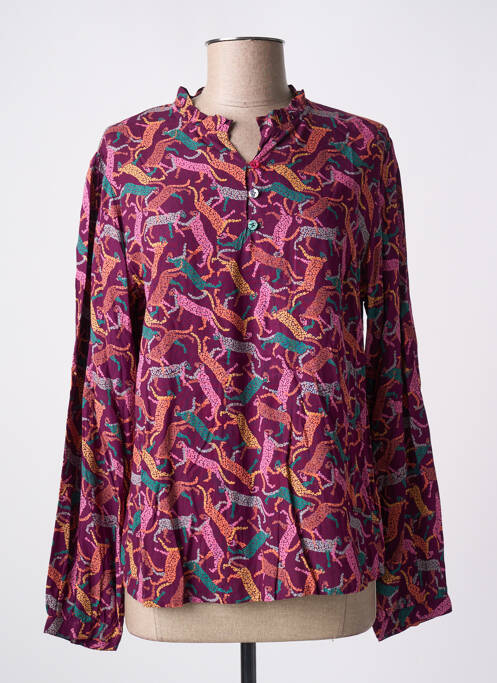 Chemisier coupe cintrée manches longues violet AGATHE & LOUISE femme