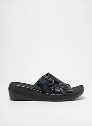 Mules/sabots tissage satiné talon de 4 à 6cm noir FLY LONDON femme