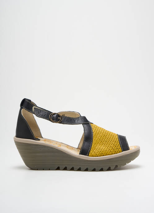 Sandales/nu pieds tissage satiné talon de 4 à 6cm jaune FLY LONDON femme
