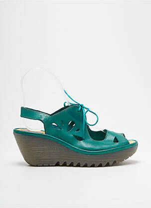Sandales/nu pieds matière lisse talon de 4 à 6cm vert FLY LONDON femme