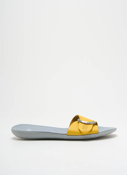 Mules/sabots matière lisse talon plat jusqu'à 3cm jaune FLY LONDON femme