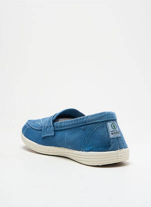 Mocassins semelle amovible bout rond bleu NATURAL WORLD homme