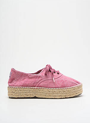 Espadrilles fermeture lacets talon de 4 à 6cm rose NATURAL WORLD femme