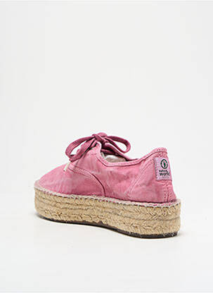 Espadrilles fermeture lacets talon de 4 à 6cm rose NATURAL WORLD femme