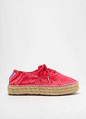 Espadrilles fermeture lacets talon de 4 à 6cm rose fonce NATURAL WORLD femme