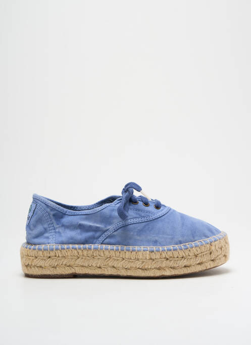 Espadrilles fermeture lacets talon de 4 à 6cm bleu clair NATURAL WORLD femme