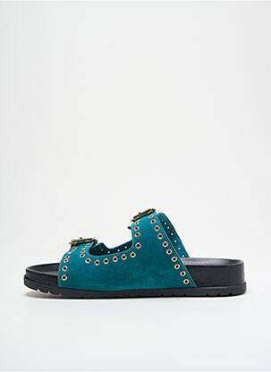 Mules/sabots nubuck talon plat jusqu'à 3cm bleu L'ATELIER TROPÉZIEN femme