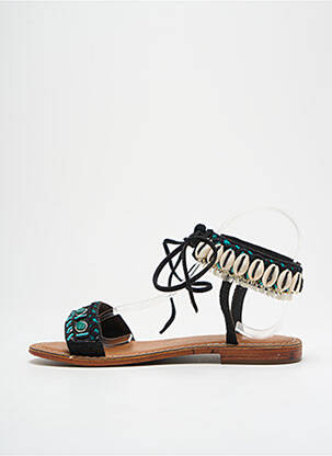 Sandales/nu pieds chiquet talon plat jusqu'à 3cm noir L'ATELIER TROPÉZIEN femme