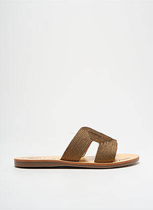 Mules/sabots tissage satiné talon plat jusqu'à 3cm marron L'ATELIER TROPÉZIEN femme