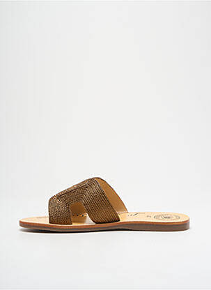 Mules/sabots tissage satiné talon plat jusqu'à 3cm marron L'ATELIER TROPÉZIEN femme