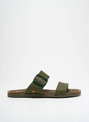 Mules/sabots matière lisse talon plat jusqu'à 3cm vert ART femme