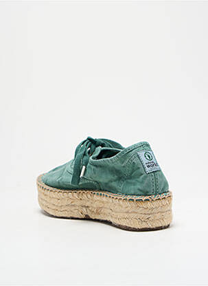 Espadrilles fermeture lacets talon de 4 à 6cm vert NATURAL WORLD femme