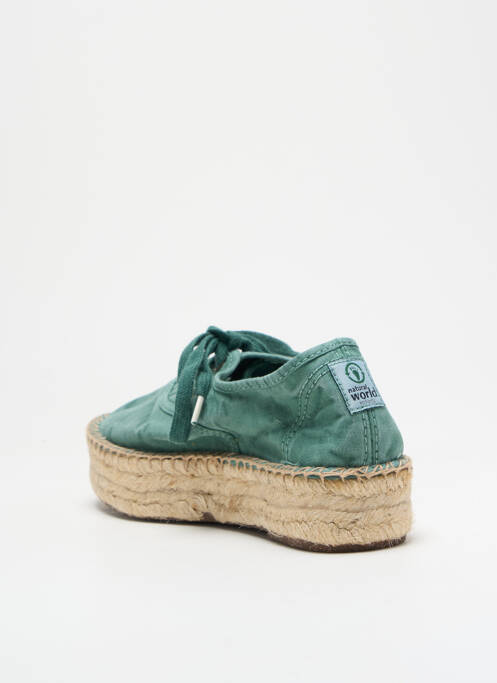 Espadrilles fermeture lacets talon de 4 à 6cm vert NATURAL WORLD femme