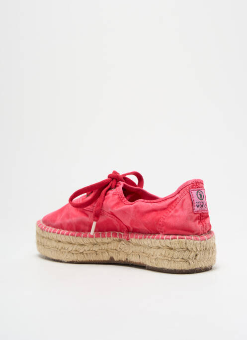 Espadrilles fermeture lacets talon de 4 à 6cm rose NATURAL WORLD femme