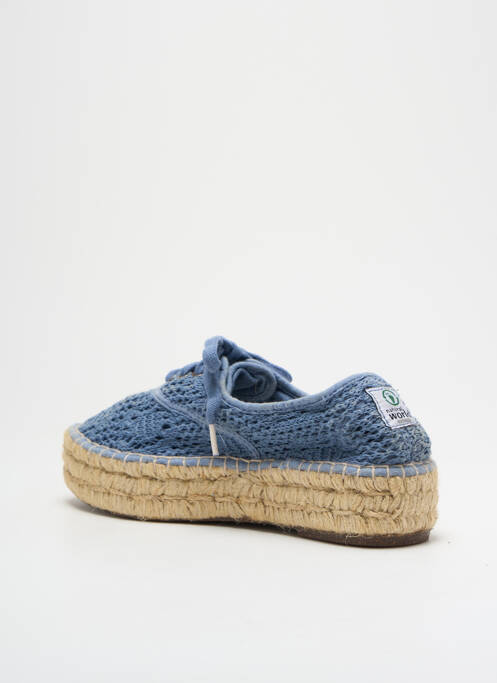 Espadrilles fermeture lacets talon de 4 à 6cm bleu NATURAL WORLD femme