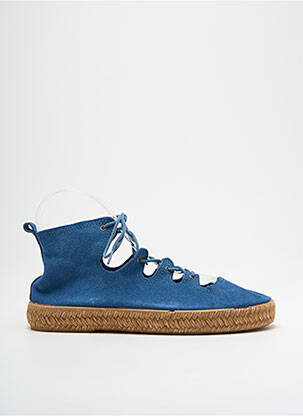 Espadrilles fermeture lacets talon plat jusqu'à 3cm bleu IPPON VINTAGE femme