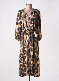 Robe longue manches longues manches longues marron GEISHA femme