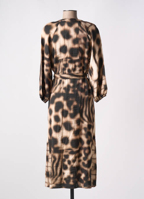 Robe longue coupe cintrée manches longues marron GEISHA femme