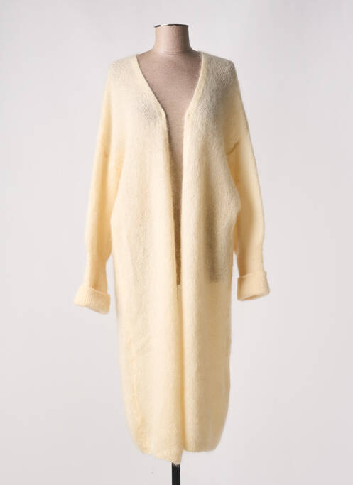Gilet manches longues maille maille poilu beige MOMENT femme