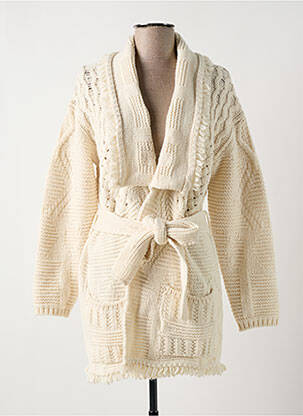 Gilet manches longues col châle beige MAISON HAUSSMANN femme