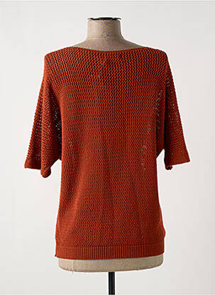 Pull maille ajourée manches courtes orange GEISHA femme