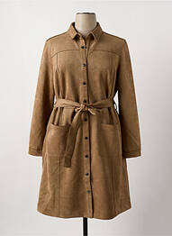 Manteau long fermeture pressionnée sans capuche marron STREET ONE femme