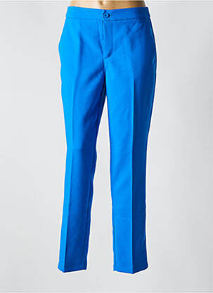 Pantalon chino fermeture zippée sous rabat boutonné taille haute bleu STREET ONE femme