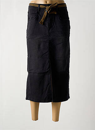 Jupe mi-longue coupe droite noir GEISHA femme