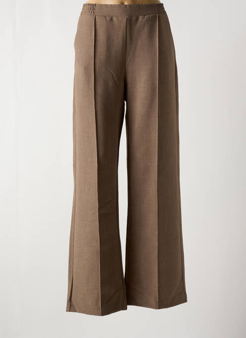 Pantalon droit taille élastique beige GEISHA femme