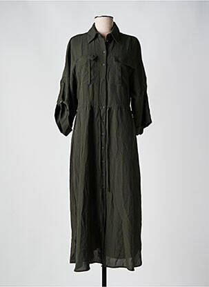 Robe longue tissage crêpe manches 3/4 vert MINIMUM femme