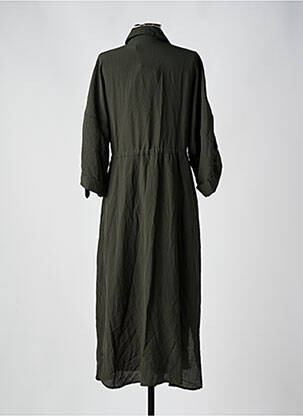 Robe longue tissage crêpe manches 3/4 vert MINIMUM femme