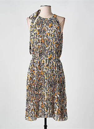 Robe mi-longue imprimé fleurs sans manche jaune MINIMUM femme