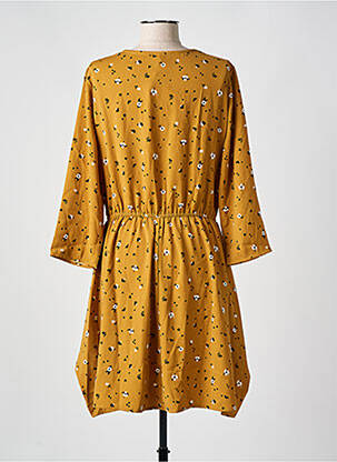 Robe mi-longue imprimé fleurs manches 3/4 jaune I.CODE (By IKKS) femme