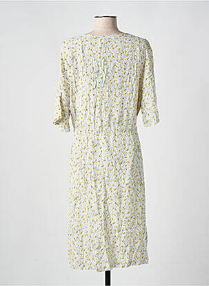 Robe mi-longue imprimé fleurs manches courtes jaune MINIMUM femme