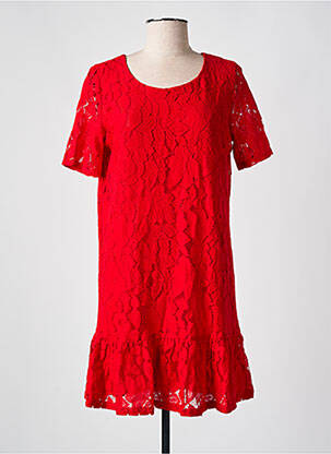 Robe courte fermeture zippée au dos manches courtes rouge MINIMUM femme