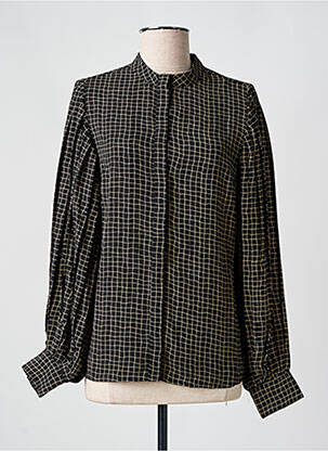 Chemisier tissage crêpe manches longues noir MINIMUM femme