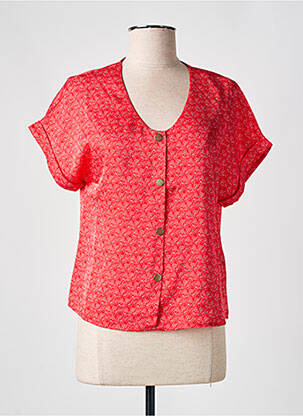 Top tissage crêpe manches courtes rouge I.CODE (By IKKS) femme