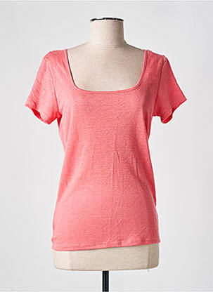 T-shirt stretch manches courtes rose I.CODE (By IKKS) femme