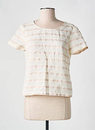 T-shirt coupe cintrée manches courtes beige I.CODE (By IKKS) femme