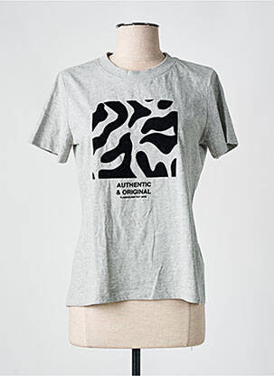 T-shirt sérigraphie floquée manches courtes gris MINIMUM femme