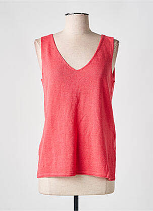 Pull tissage chiné manches courtes rose MINIMUM femme